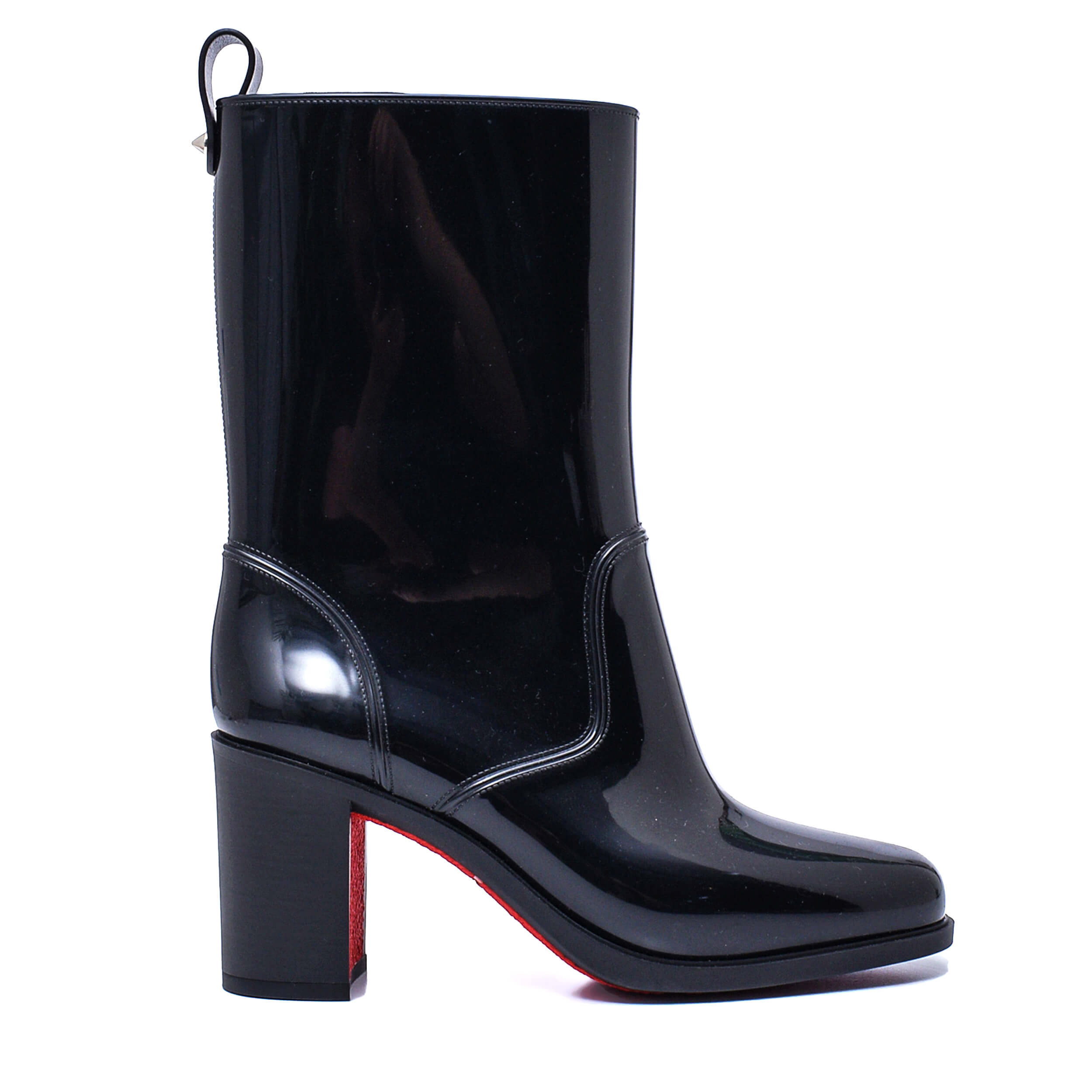 Christian Louboutin - Black Patent Leather PVC Rubber Rain Boots / 38